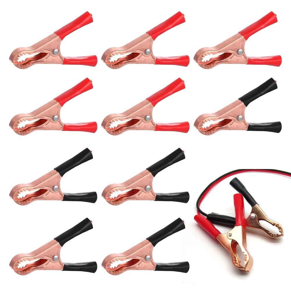 Set Di 2 Morsetti A Coccodrillo Per Batteria 100A, Con Manici Isolati E Contatti In Rame, Per Caricabatterie Auto E Lavori Elettrici