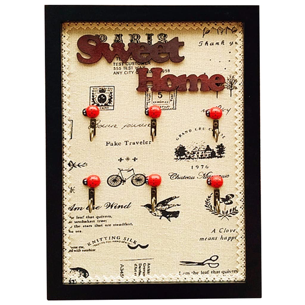 XDgfjrCGKJ American Retro Style Wooden Frame Key Management(Black A)