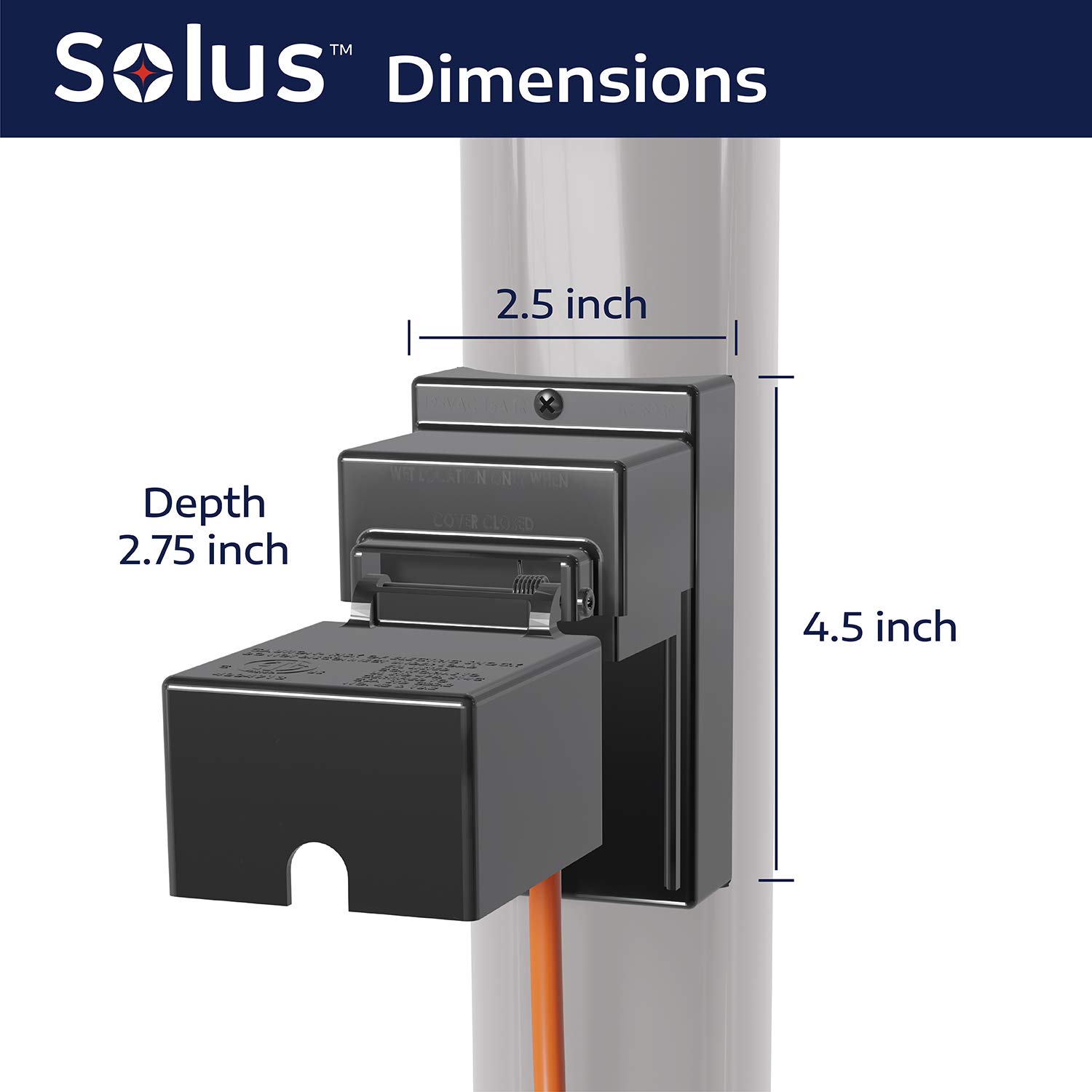 Solus 120V Grounded Outdoor Convenience Outlet with Rain Shield, Tamper-Resistant, ETL Listed, Weatherproof Cover – for Lamp Posts & Poles – (Set of 2)