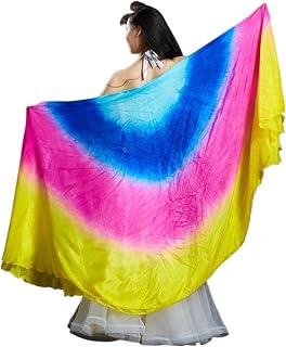 LNJMRU Silk Belly Dance Veil Real Silk Gradient Color Semicircular Veil Dance Performance Props Hand-cast Yarn 250 * 114cm(Style C)