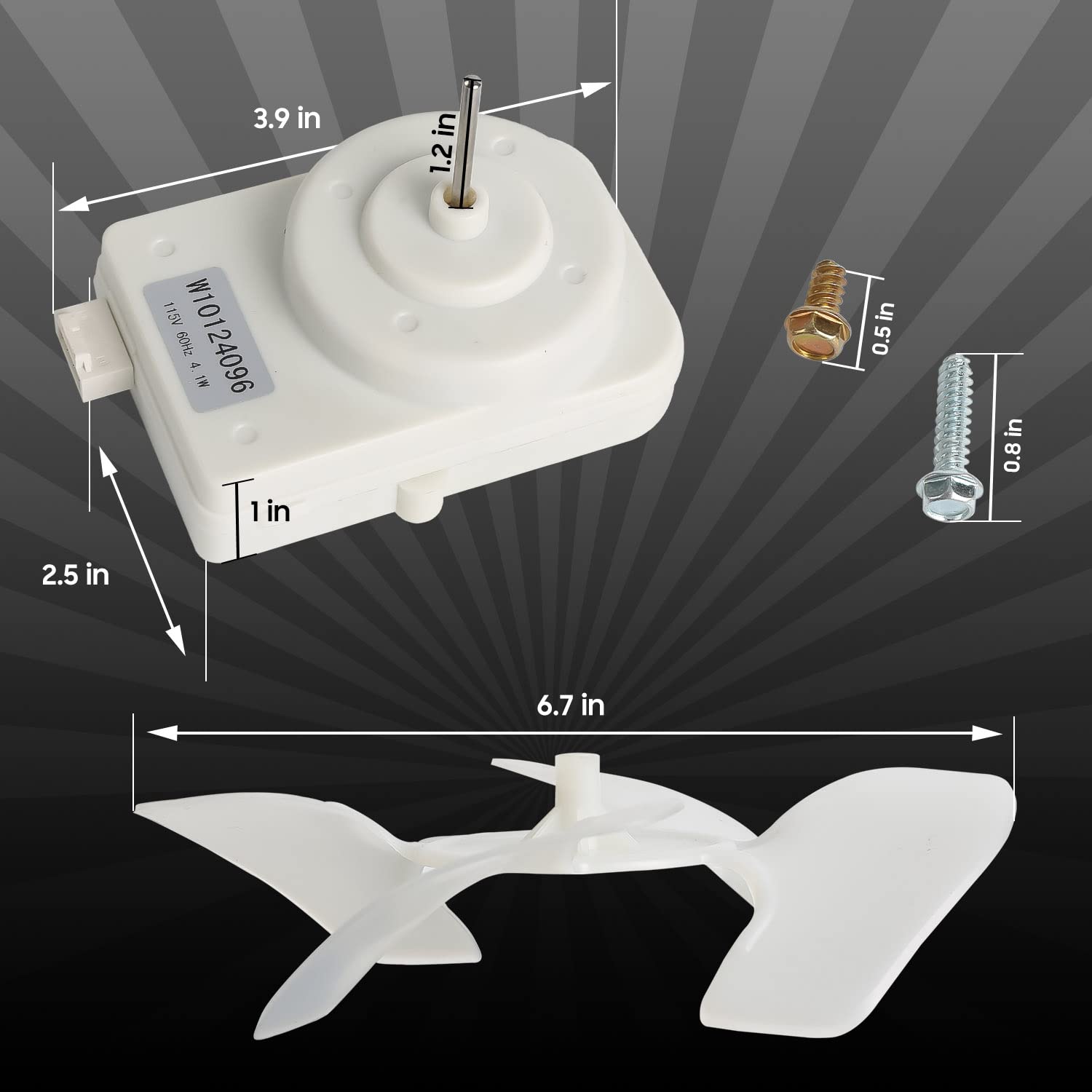 W10124096 Refrigerator Condenser Fan Motor Kit – Compatible with Whirlpool, Kenmore – Replaces: AP4318657 2315558 PS1957416 W10124096VP