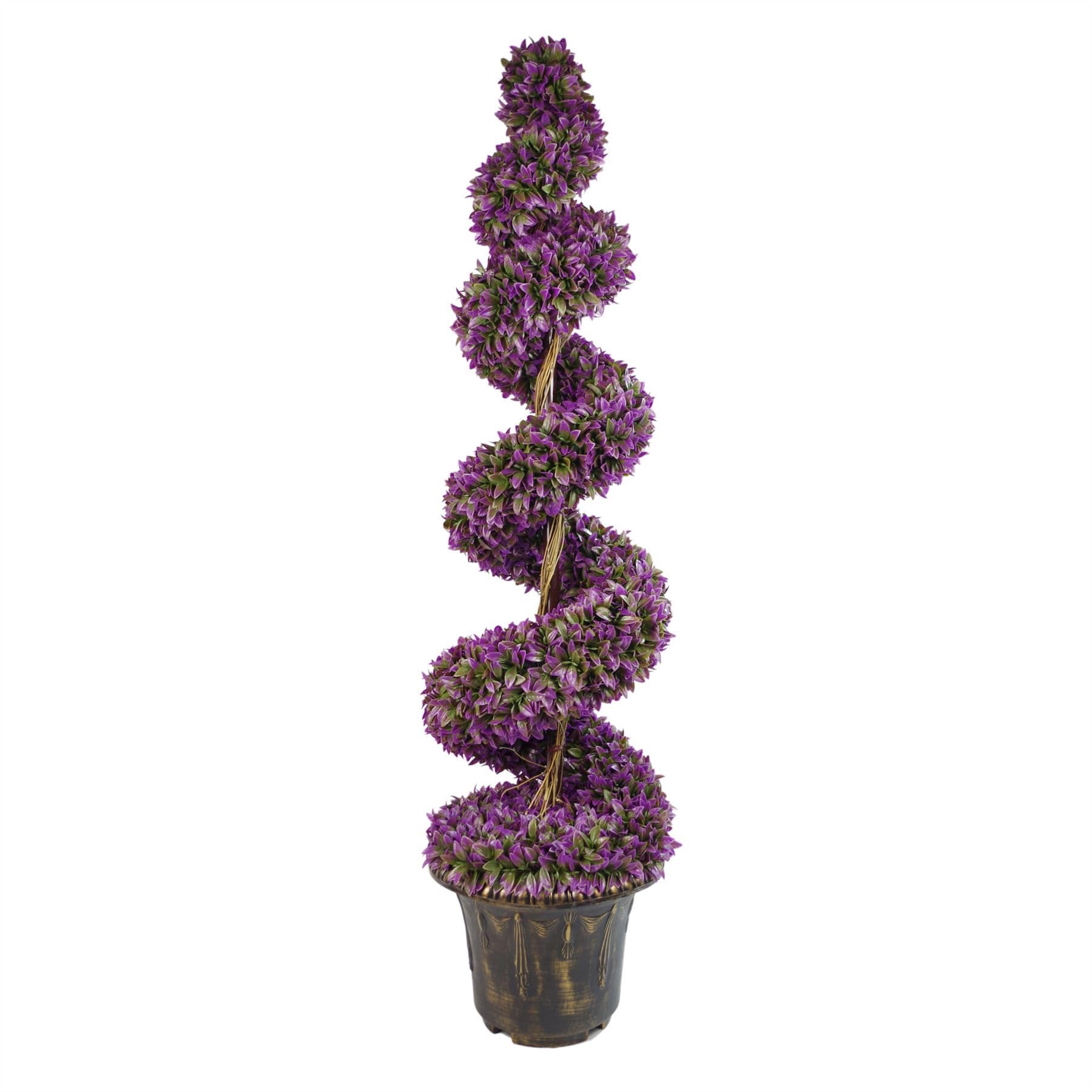 Large Leaf Artificial Spiral Tree with Decorative Planter