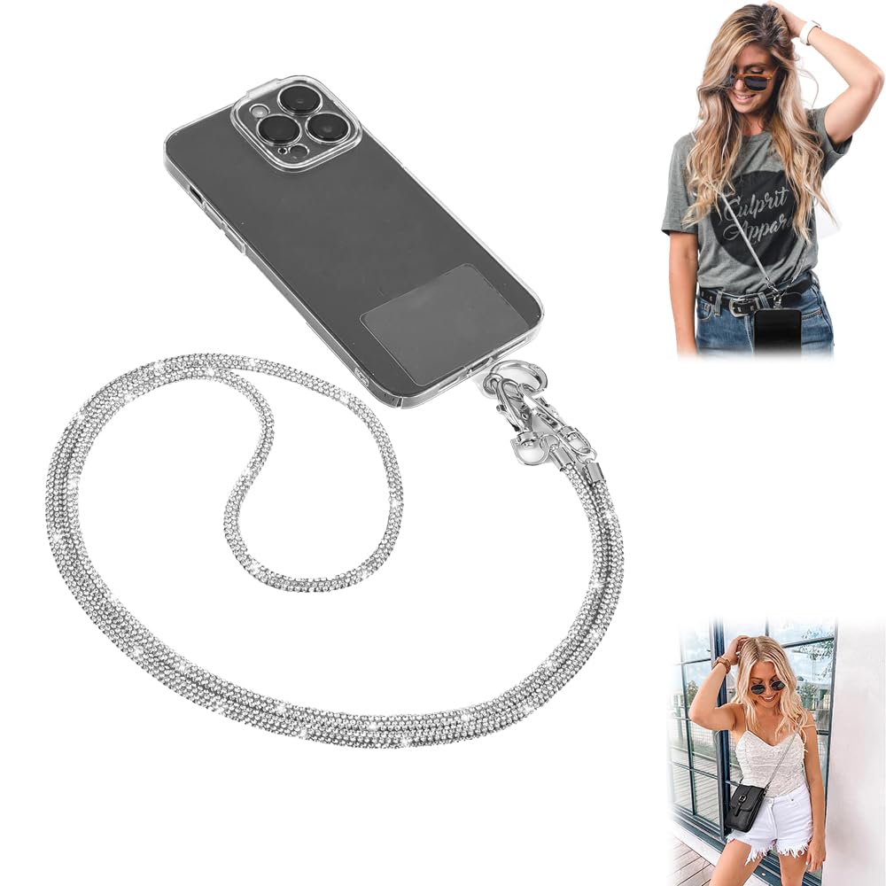 ACMUST Diamond Charm Lanyard - Crossbody Mobile Phone Strap for Hands-Free Use - Phone Accessories for Girls - Compatible with Most Smartphones, iPhone - Neck Hanging Chain Sling Holder (B0CWGQNF9S) Amazon Price History, Amazon Price Tracker