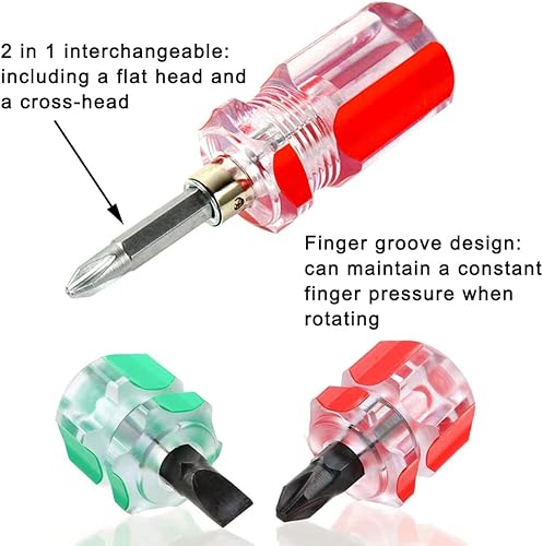 Miniatura 4 de Juego de 6 destornilladores para máquina de coser, mini destornilladores rechonchos, destornillador pequeño de cabeza plana, destornillador Phillips
