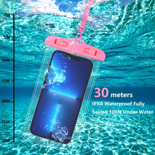 Vaks Waterproof Phone Pouch 2-Pack Universal Cellphone Waterproof Underwater Case Dry Bag For Iphone 13 12 11 Pro Max Xs Max Xs X Xr Samsung Galaxy Google Pixel Up To 6.9",Black+Pink #TOP2