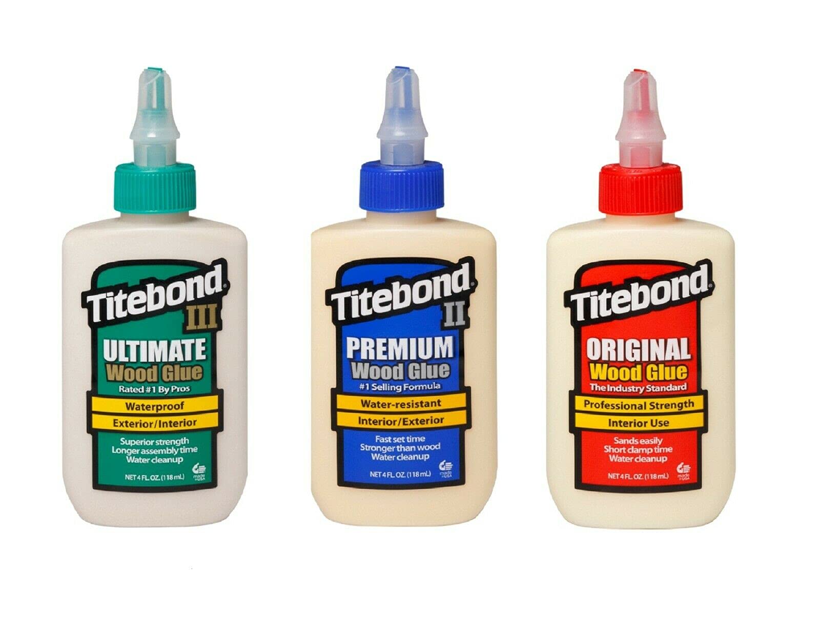 Titebond Kit colle à bois 354 ml Original D2, Premium D3, Ultimate D4