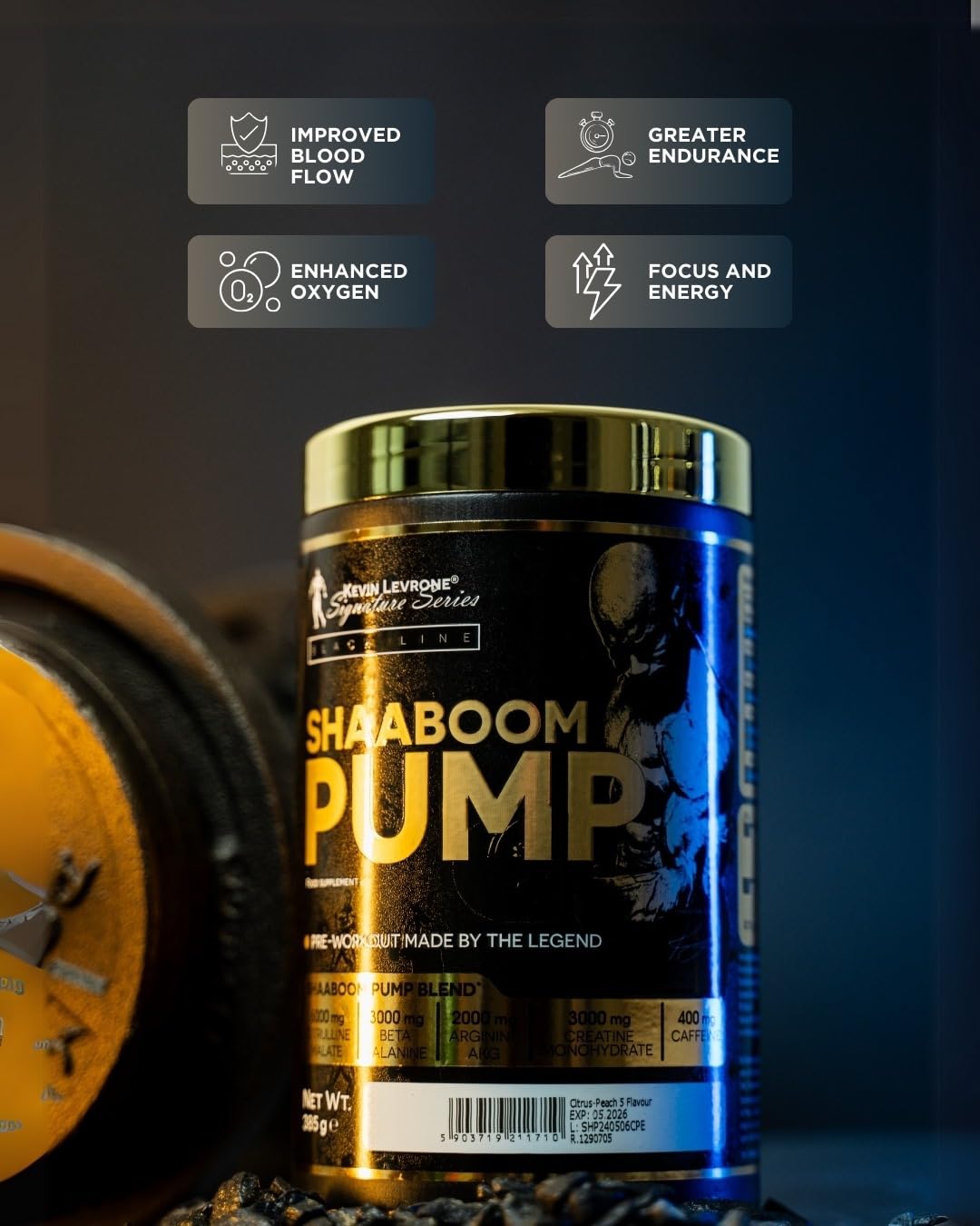 Fitness Authority Kevin Levron SHAABOOM PUMP Black Line Pre-Workout Booster 385g Flavour: Red Fruit Punch Hardcore Pump Training Powder Citruline Beta Alanine Kreatin Arginine Caffeine