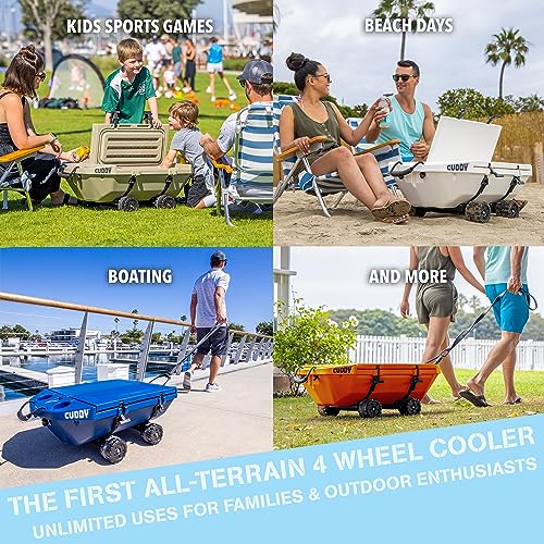 CUDDY Crawler Cooler with Wheels – 40 QT Amphibious Floating Cooler and Dry Storage Vessel – Orange, Navy, Tan, or White