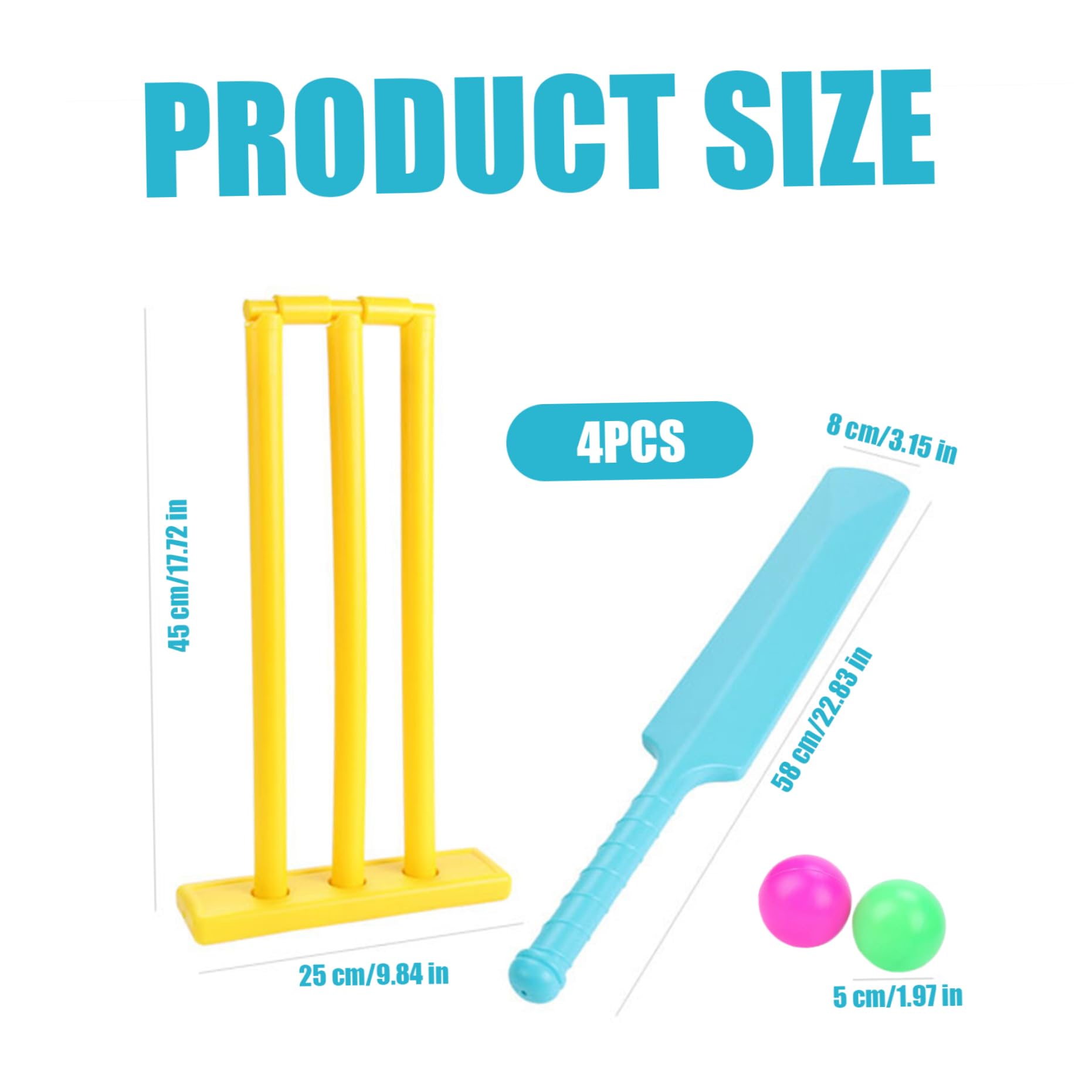 Ensemble de Cricket pour Enfants, kit de Cricket avec Batte ABS, souches, 2 balles, Jeu d'interaction Parent-Enfant pour Jardin, Plage, Maison, équipement pour en