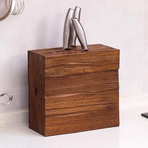 Miniatura 6 de Bloque de cuchillos Retro Madera Sólida Soporte de Cuchillo Capacidad de Bloque de Cuchillos Cocina Colocación Multifuncional Bloque Universal
