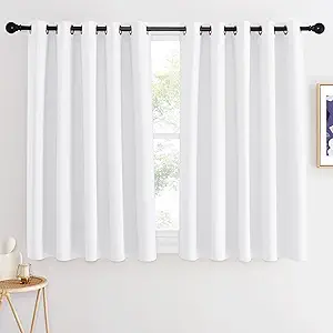 NICETOWN Room Darkening White Curtain for Bedroom - Window Treatment Thermal Curtain Grommet Light Blocking Sound Reducing Drape Privacy for Cafe/Kitchen (1 Panel, W66 x L54)