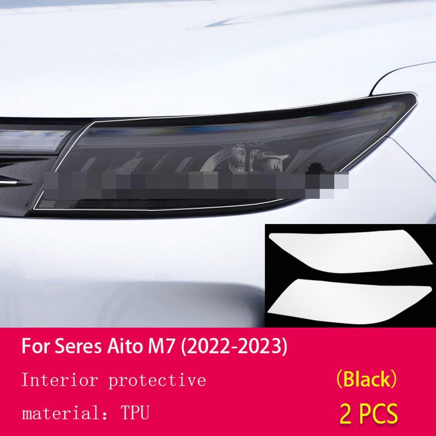 JCAKES Car Exterior Headlight Anti-Scratch TPU PPF Protective Film Anti-Scratch Repair Film Accessories，for Seres Aito M7 2022-2023