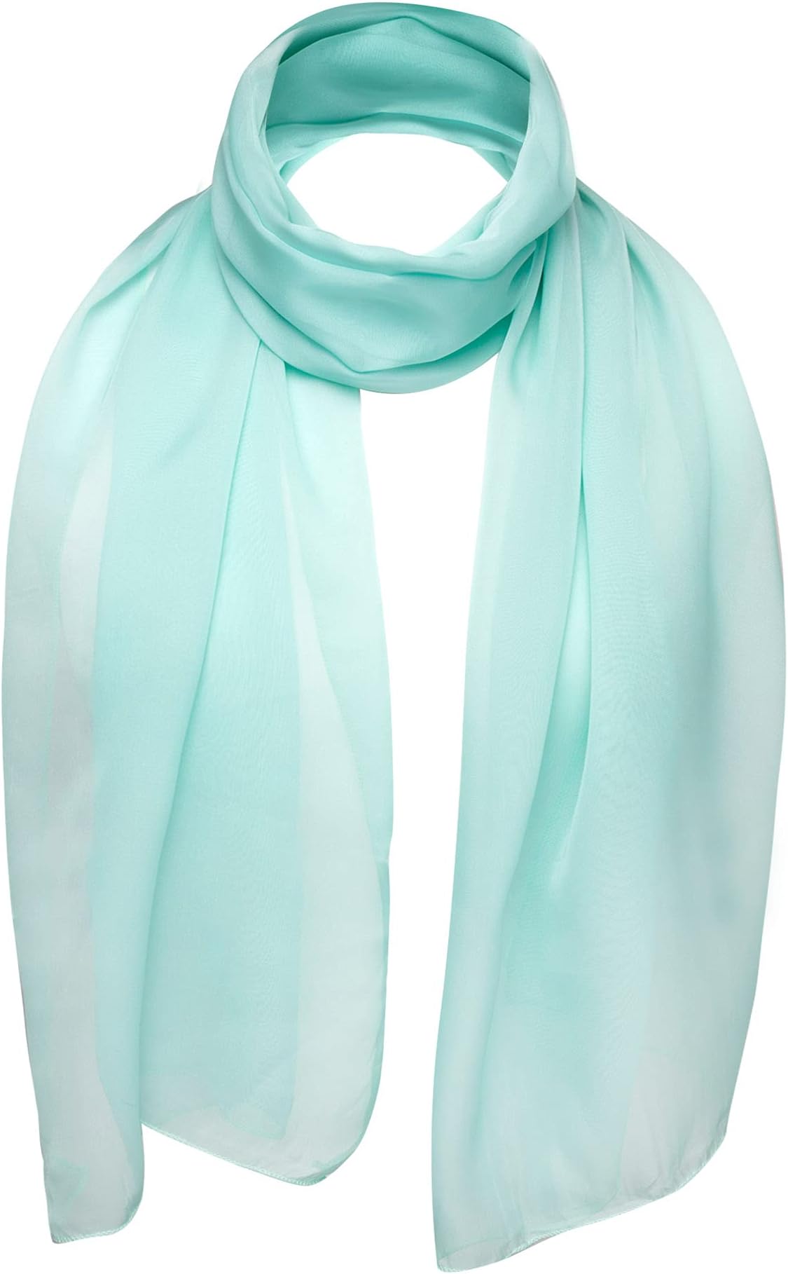 Basic Sense Chiffon Scarf Sheer Soft Plain Neck Wrap for Women Neatly Stitched
