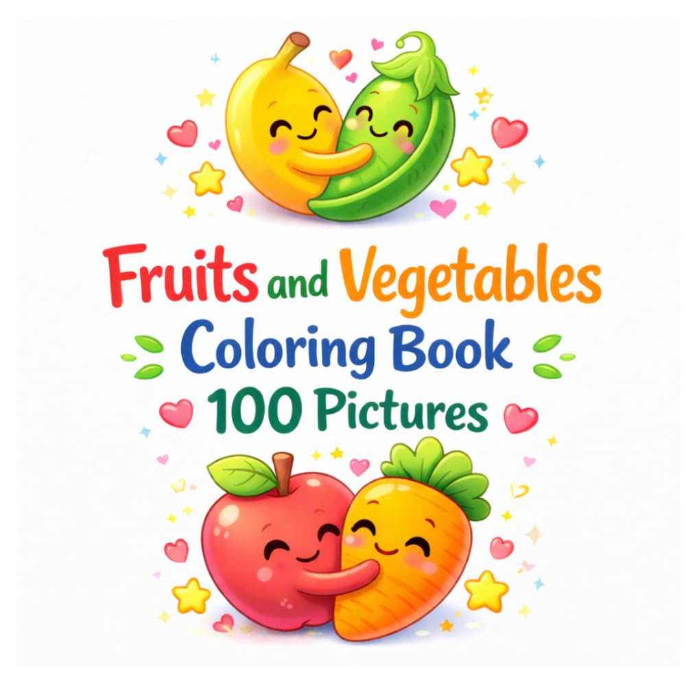 Fruit And Vegetables Coloring Book: 100 Pictures Of Fruits And Vegetables, Great Fun