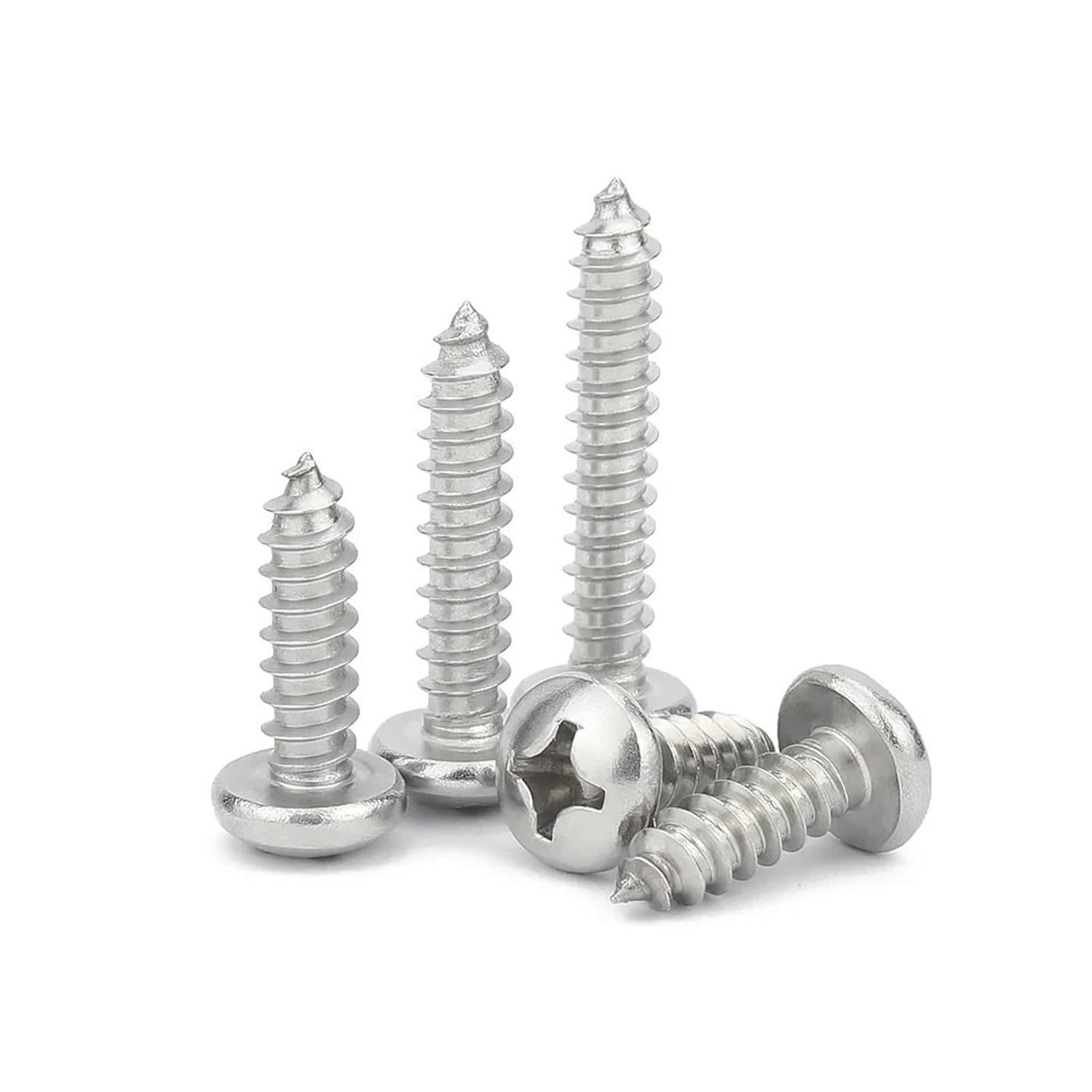 100個、ステンレススチールクロススロット丸頭セルフタッピングネジ、パンセルフドリリング、木工および設置用(M4x65mm)