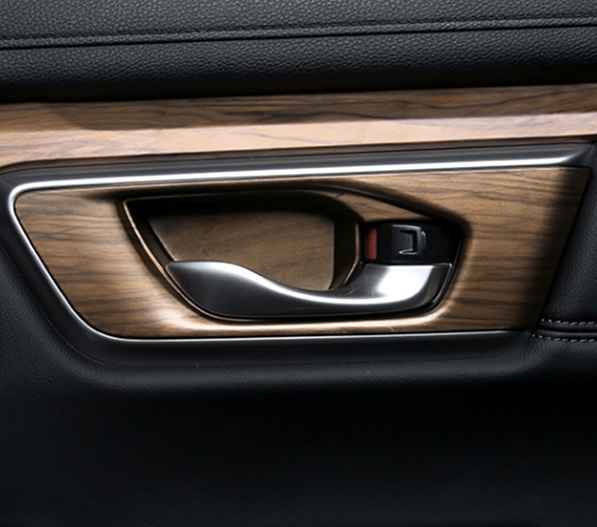 Car Accessories Fit for Honda CR-V CRV 2017 2018 2019 2020 2021 2022 Interior Door Handle Bowl Cover Trim Decoration Frame (Peach Wood) ABS 4 PCS Without Memory Seat Buttons