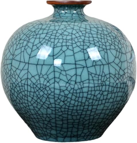 Vase Desktop Ceramic Dried Flower Cyan Living Room Arrangement Decorative Ornaments(W22xh21cm)