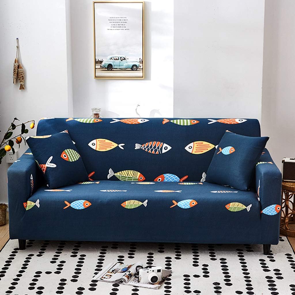 ZHOUXIAO High Stretch Soft Sofa slipcovers Pattern for 1/2/3/4 L Shape seat Cushion Couch, loveseat Furniture Couch Cover with Elastic Bottom, Non-Slip Washable Sofa Cover (L(195-230CM),F)