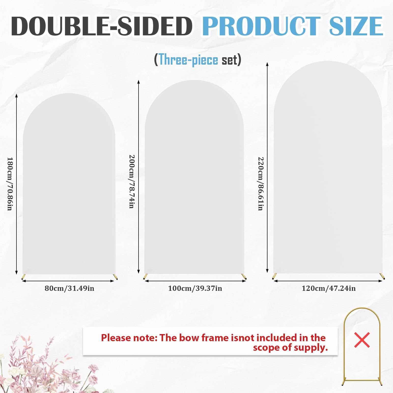 Lot de 3 toiles de fond rondes double face en élasthanne, 1,8 m, 2 m, 2,2 m, pour mariages, fêtes d'anniversaire, baptêmes, banquets