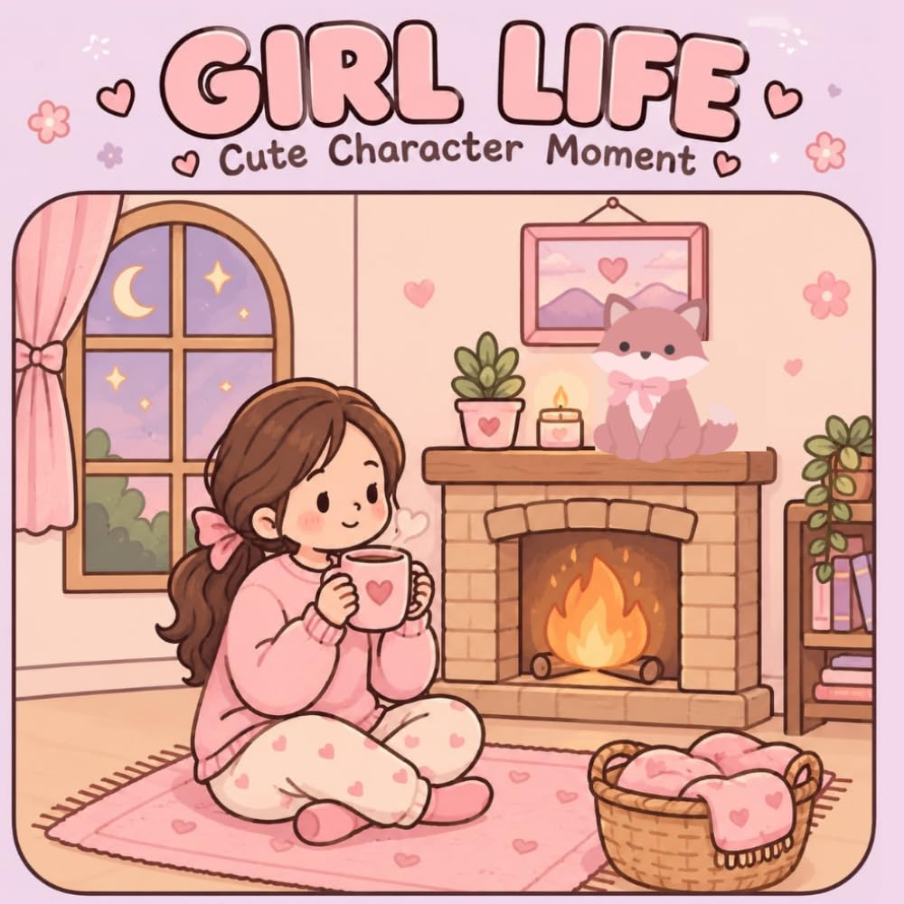 Girl Life Coloring Book: Cute Character Moments Cozy & Adorable Kawaii Scenes for Relaxing, Stress Relief, and Creative Fun