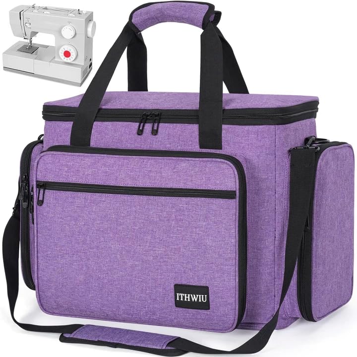 ITHWIU Sewing Machine Carrying Case with Multiple Storage Pockets for Accessories, Universal Tote Storage Bag Compatible with Most Standard Singer,