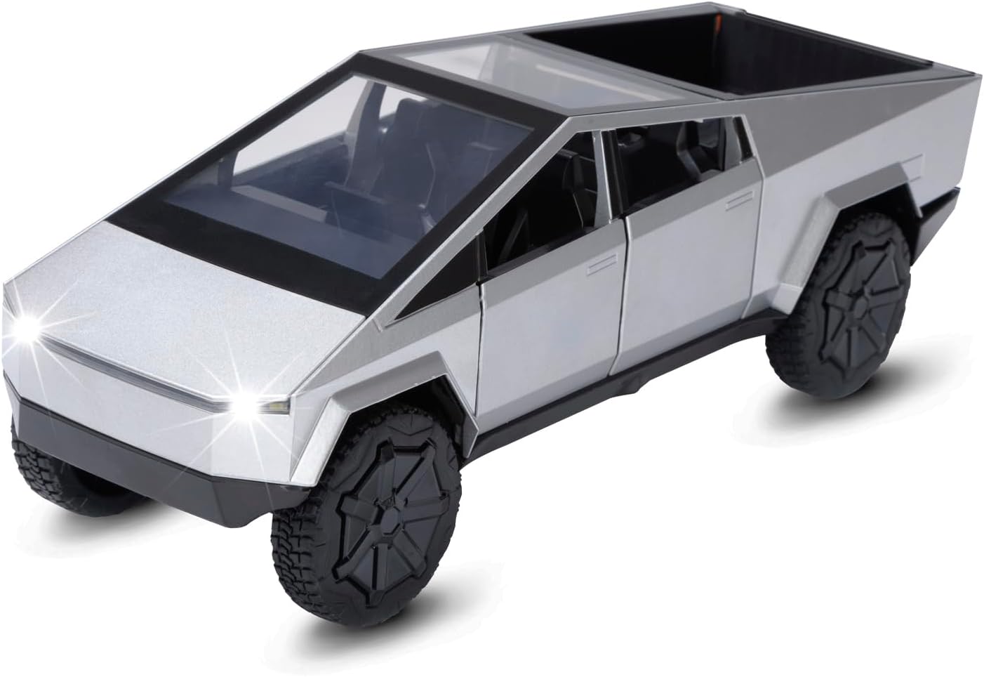 SASBSC Toy Pickup Trucks Cybertruck Model 1/24 Diecast Metal Car (Silver) Toy Trucks For Boys Age 4-7 With Sound&Light (Silver)