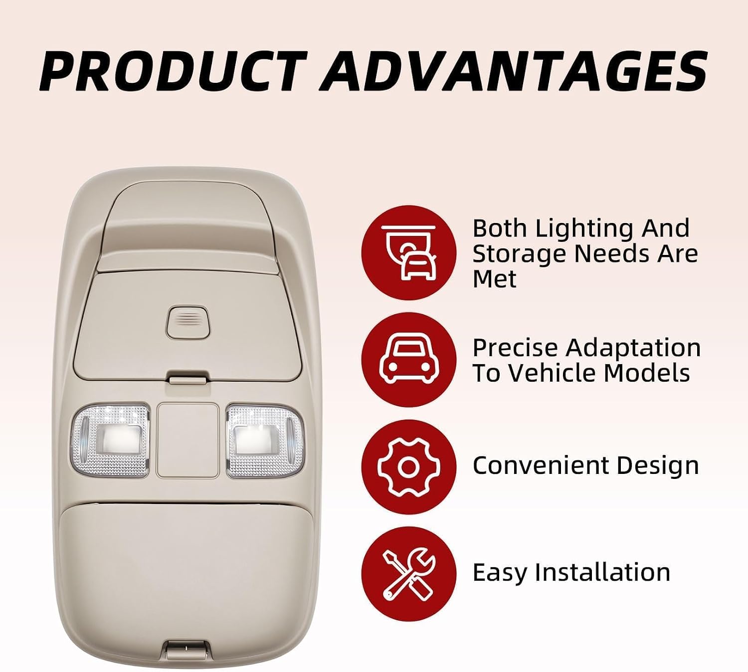 Nakkaa Overhead Console with Dome Lights & Sunglasses Storage Compatible with R-A-M 1500 2500 1998 1999 2000 2001 55350657