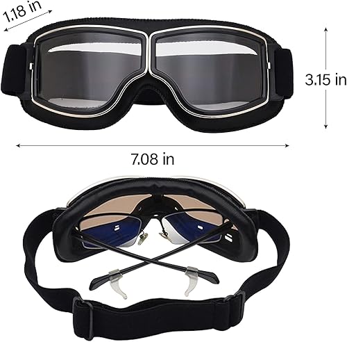 Miniatura 6 de Peicees Gafas Vintage para Motocicleta Gafas de Aviador Gafas de Casco de Piloto Gafas de Equitación Motocross Bicicleta de Montaña Scooter ATV