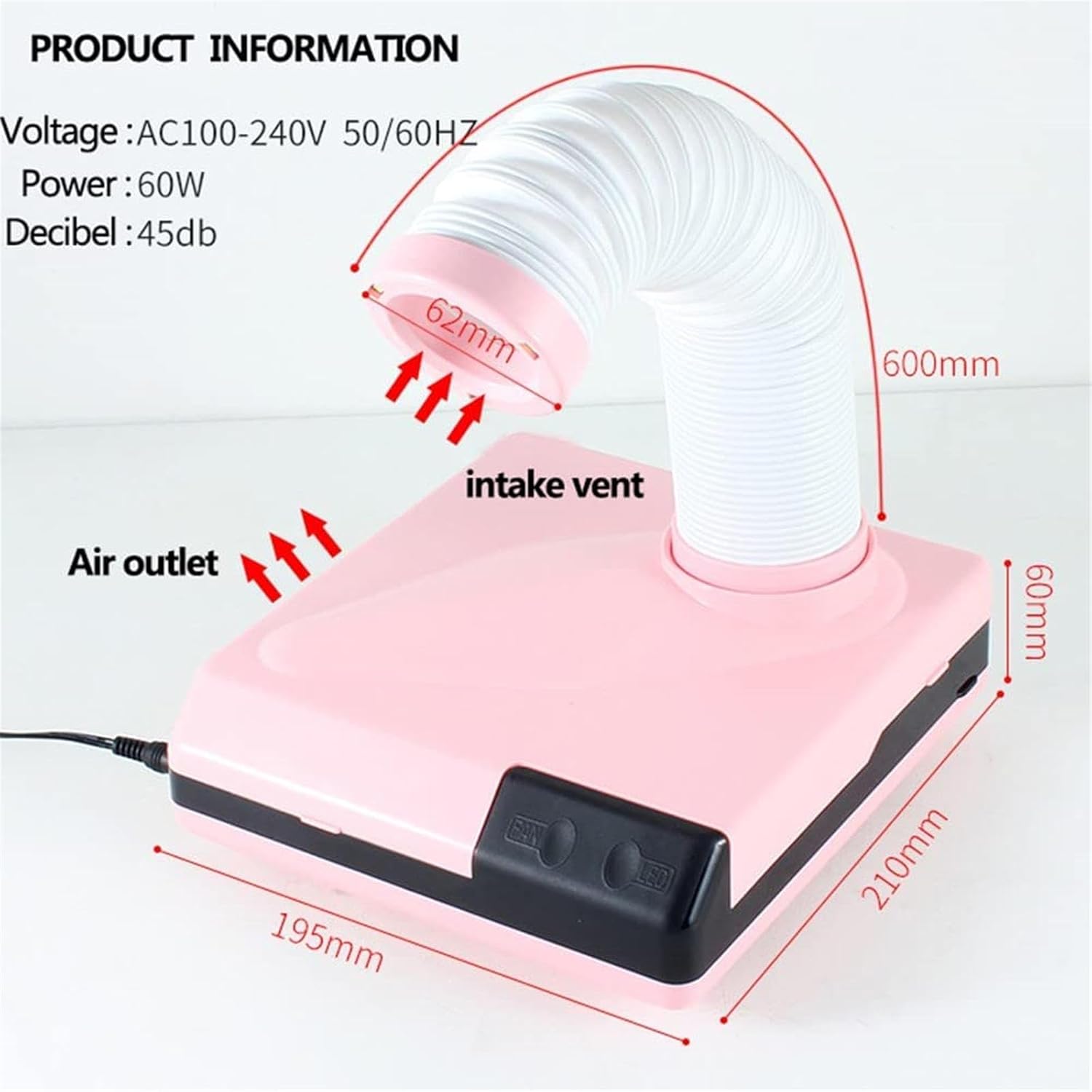 Dental Lab Dust Collector, Portable Dust Collector with Retractable Suction Tube, Laboratory Desktop Vacuum Cleaner