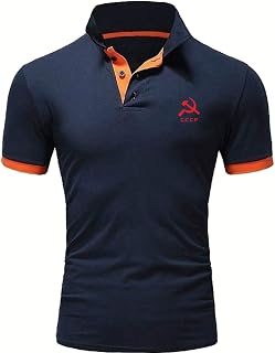 Men's Fashion Polo Shirts for CCCP Rugby Short Sleeve Tee Plain Printing T-Shirts Soft Collared Half Sleeve Sportstyle Tee Top Clothes Comfort Gym Wear
