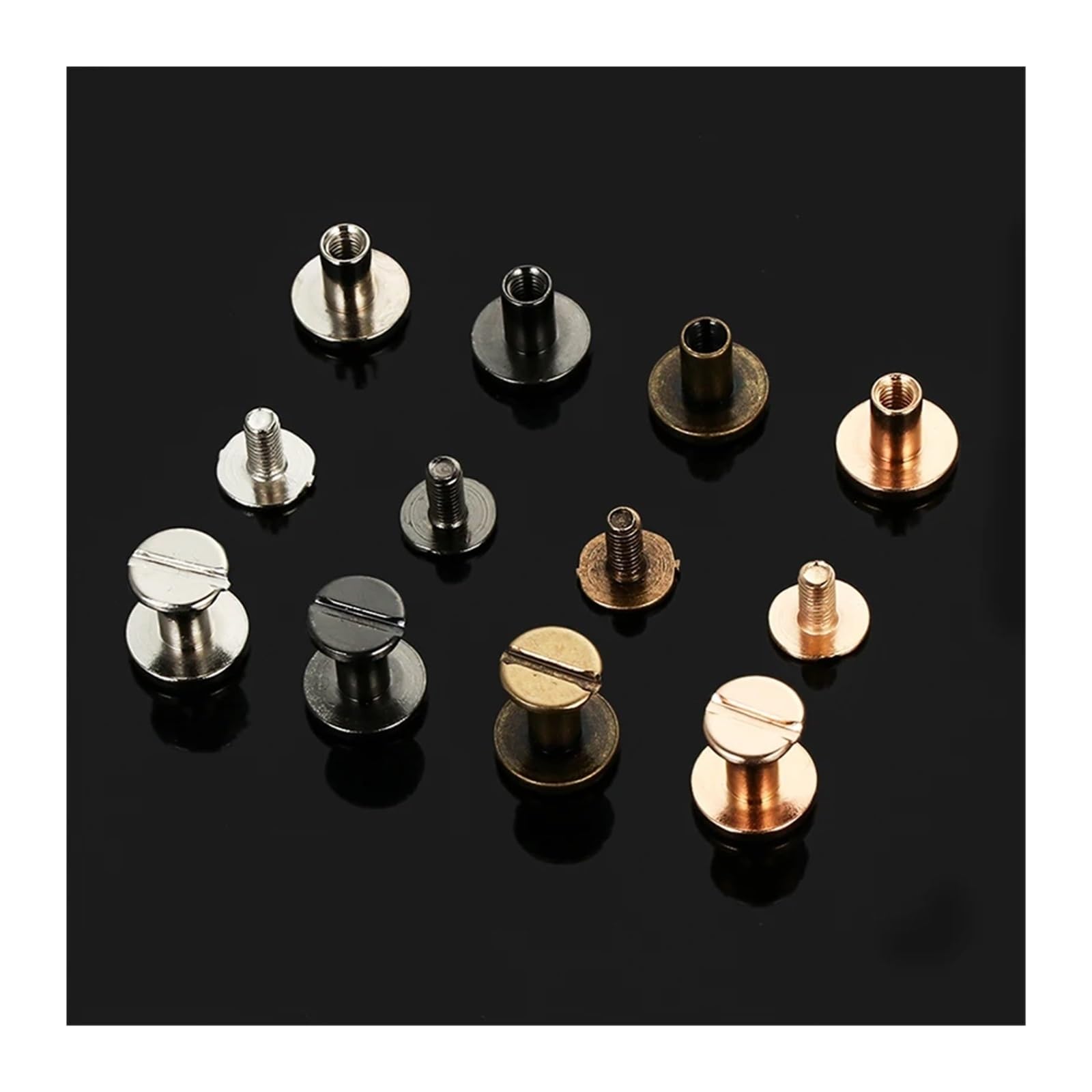 Remaches para artesanías de cuero 10 juegos de remaches redondos de cabeza plana, equipaje de Metal, tornillo for manualidades de cuero, uñas, doble curva, bolsa de ropa, zapatos, correa de cinturón,