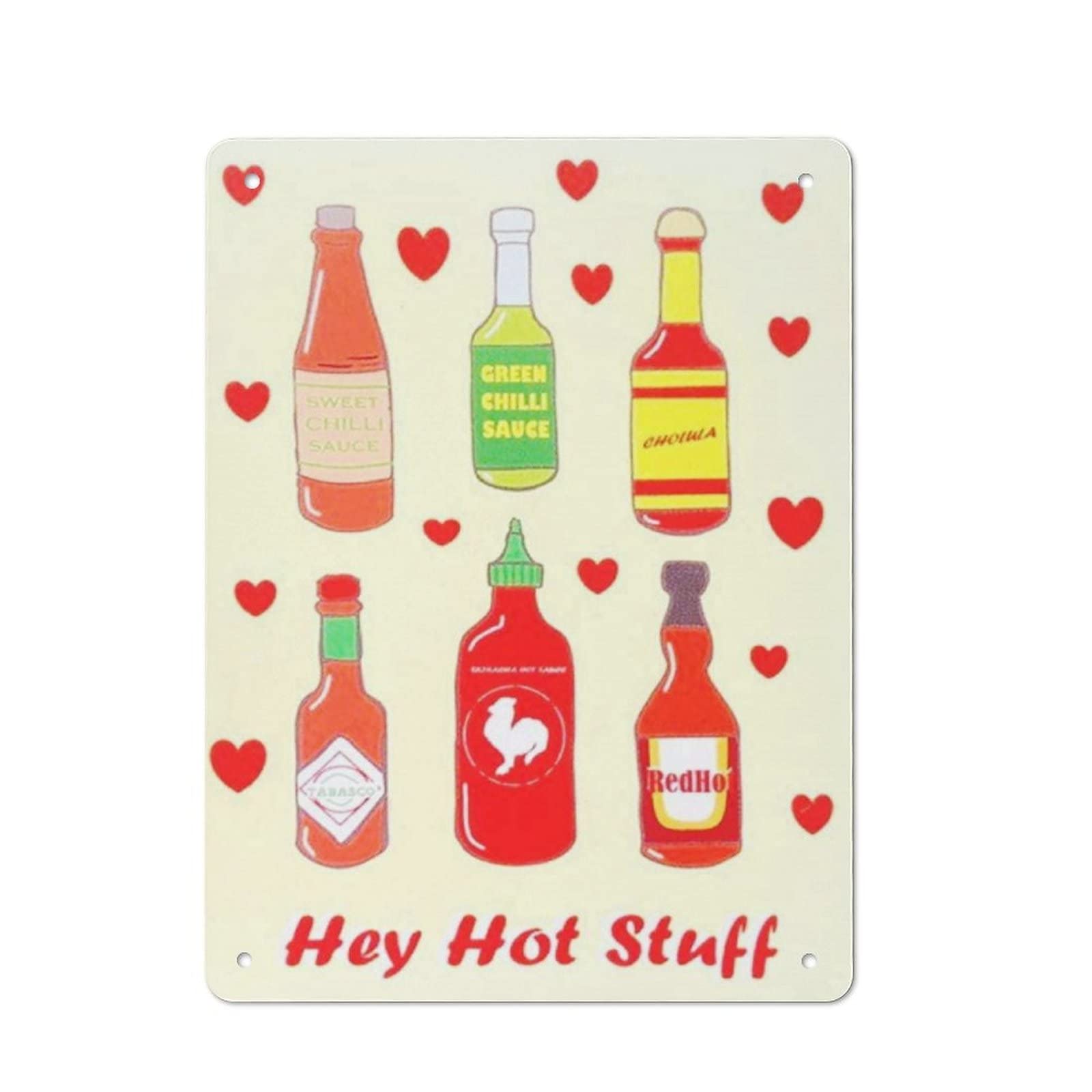 AOOEDM Hey Hot Stuff Tin Metal Sign Wall Decor Funny Inspirational Quote Wall Art Sign Vintage Tin Signs For Home Coffee Bar Man Cave Sign Pub Poster