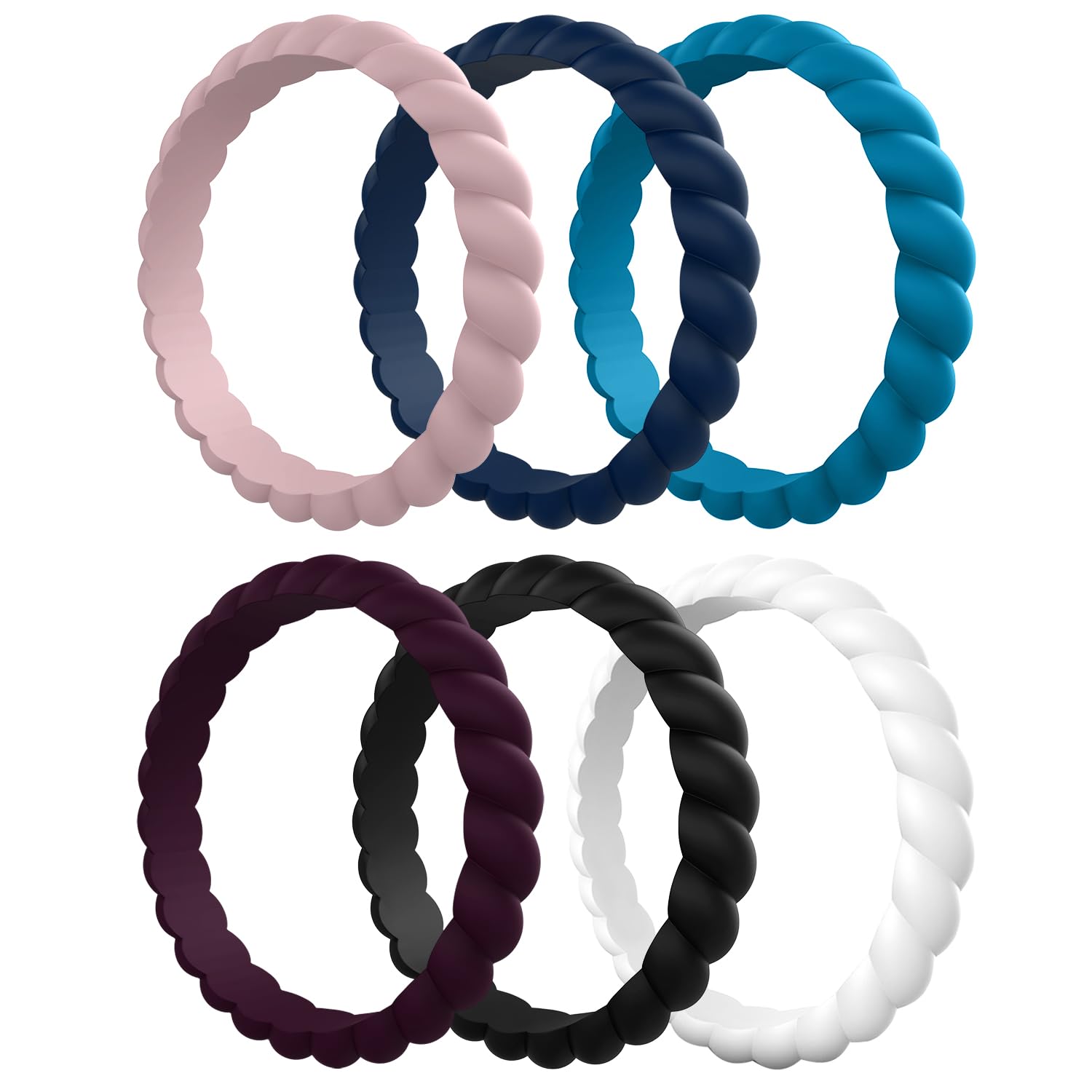 Egnaro Women's Silicone Anniversary Wedding Ring 2.5mm Wide 1.8mm Thick