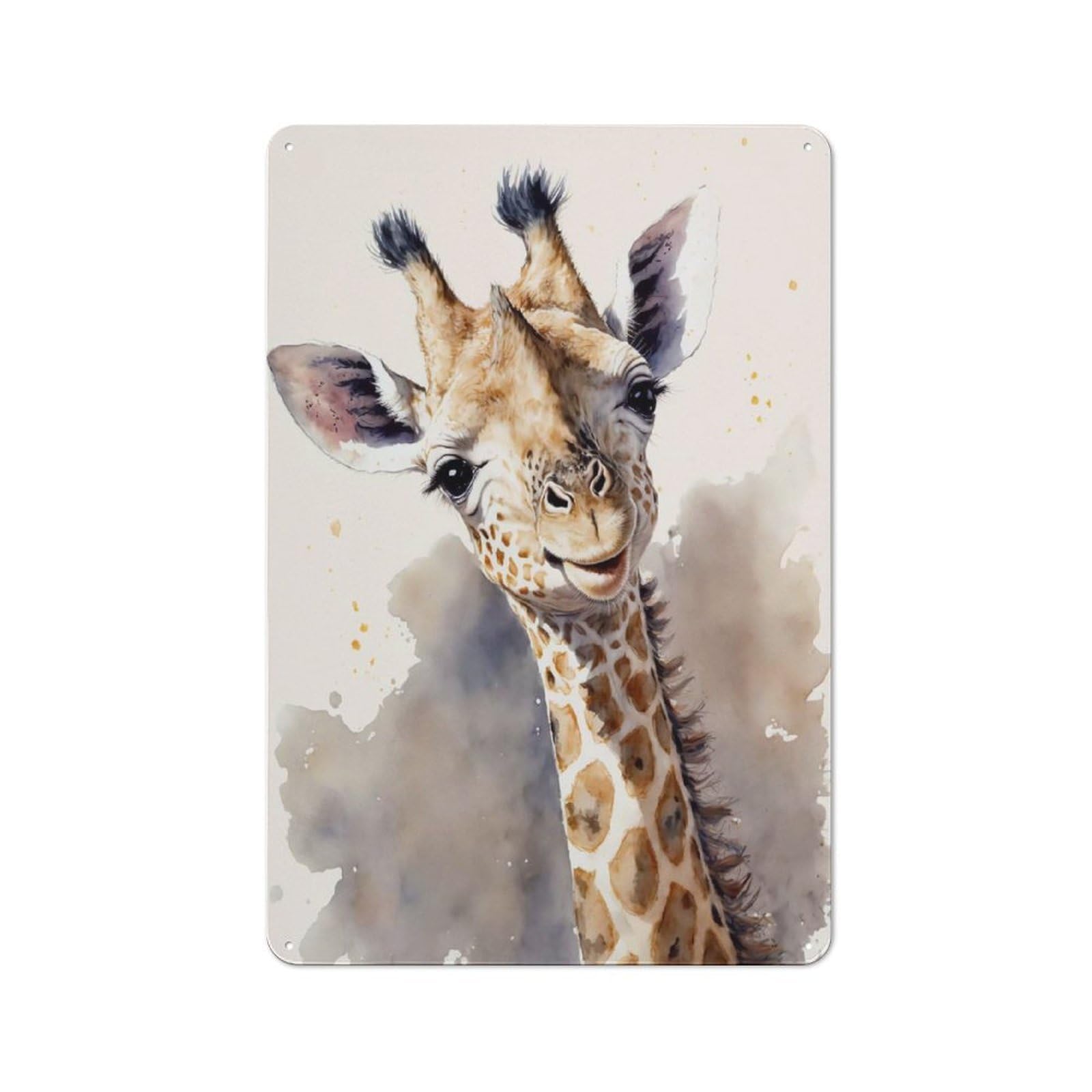 Junmoney Cute Baby Giraffe Painting Metal Wall Sign 30X20cm Featuring For Bar Or Restaurant, For Themed Interiors In Bars And Restaurants