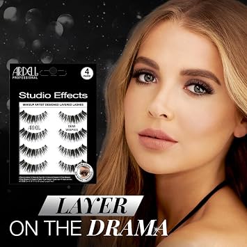 Ardell Studio Effects Demi Wispies False Eyelashes, Custom Layered Wispy Lashes for Natural Volume and Length, 4 Pairs in a Pack