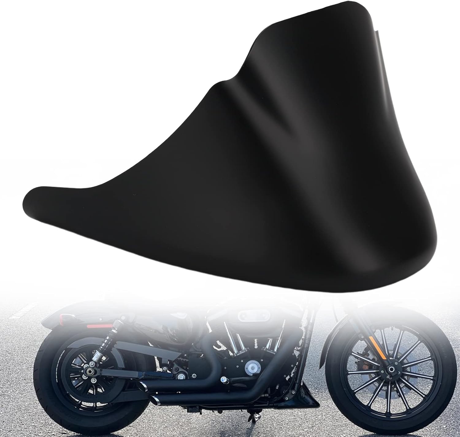 Motorcycle Front Spoiler Chin Fairing Lower Mudguard Air Dam Matte Black Cover with Mounting Bracket Replacement for Harley Sportster Iron XL 883 XL1200 2004-2014