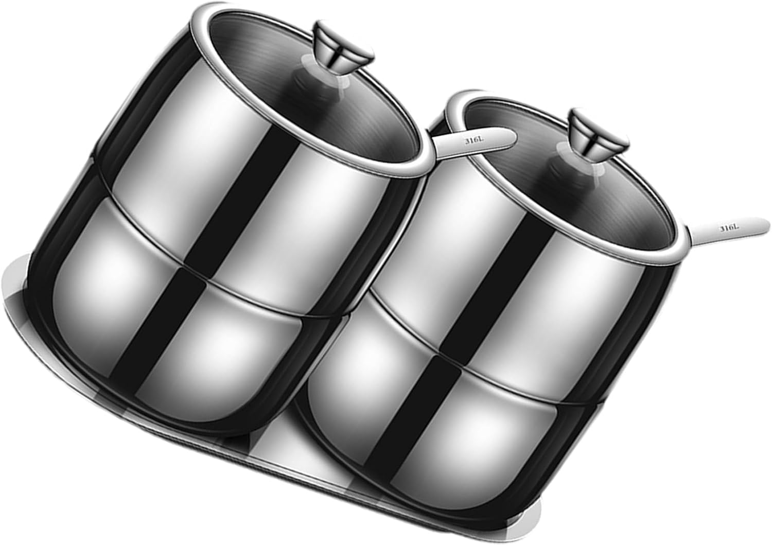 2pcs Double Layer Stainless Steel Seasoning Jar Peppers Shaker with Adjustable Pour Holes Spices Holders