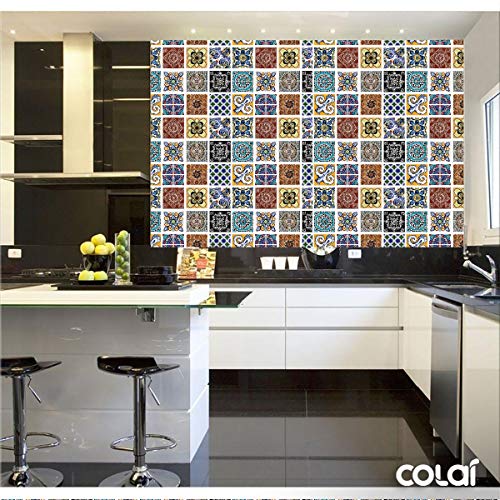 Papel de Parede Lavável Azulejo Português Colorido 3m