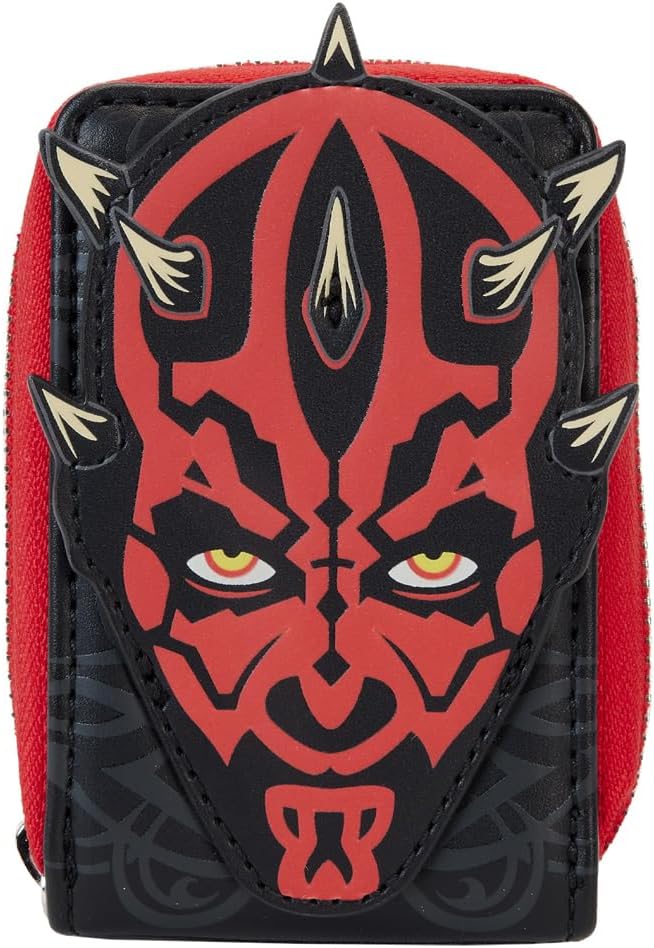 Loungefly Star Wars The Phantom Menace 25th Anniversary Darth Maul Accordion Zip Around Wallet, Black
