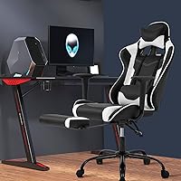 Vista 2 de Silla ergonómica para videojuegos, estilo de carreras, silla de oficina ajustable con respaldo alto, para oficina en casa, con reposapiés