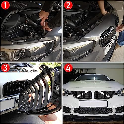 Image of Jaronx Compatible with BMW V Brace Cover,Grille Inserts V Bar Brace Wrap Covers Compatible with BMW X3 F25 G01 /X4 F26 G02 /X5 E70 F15 G05 /X6 E71 F16 G06 /X7 G07,Front Grill Stripes(White)