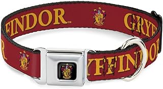 Dog Collar Seatbelt Buckle Harry Potter Gryffindor Crest Black Red 9.5 to 13 Inches 1.0 Inch Wide