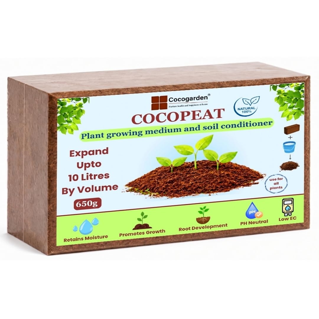 Cocogarden Cocopeat Block for Plants (600-650 gm) - Organic Coco Peat Brick, Expands up to 10 ltrs by Volume, Natural Garden Soil for Terrace Gardening, Hydroponics, Indoor and Outdoor Plants-image-30