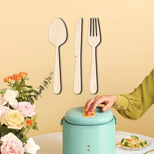 Miniatura 7 de Decoración de pared de cocina de granja, decoración de pared para sala de estar, tenedor, cuchillos, cuchara, letrero de pared de madera, utensilios