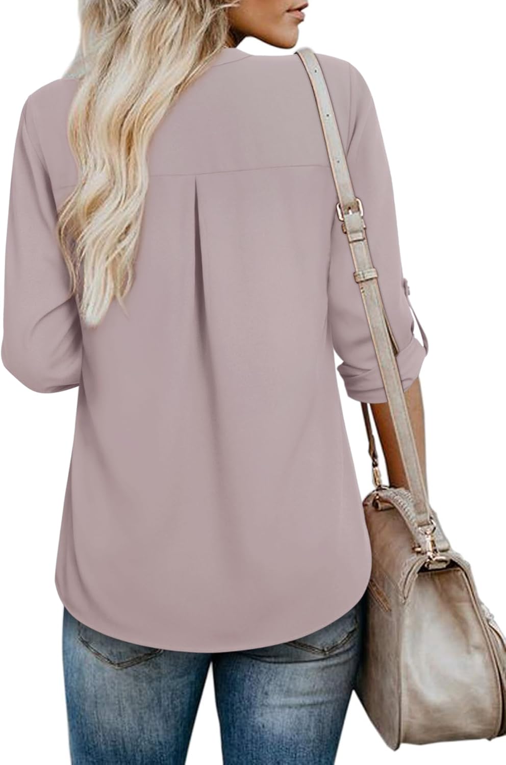 Gaharu Women's Blouses 3/4 Sleeve Work Shirt Chiffon Tunic Top Office Wear - Image 2