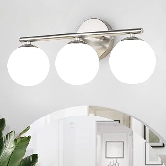 foucasal Brushed Nickel 3-Light Globe Vanity Light Fixture Over Mirror