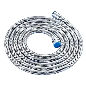 Pesca Chromed Stainless Steel Double-Buckle Flexible Shower Hose Handshower Hose Replacement Shower Tube, Health Faucet Tube, Flexible Tube (Chrome, 1.5 Meter)