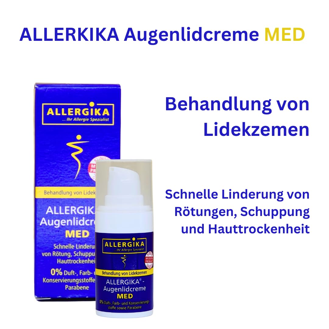 Allergika Augenlidcreme MED, 15 ml I zur Behandlung von Lidekzemen I Linderung von Rötung, Schuppung und Hauttrockenheit I Spar-Set plus Pharma Perle give-away (3x 15 ml)