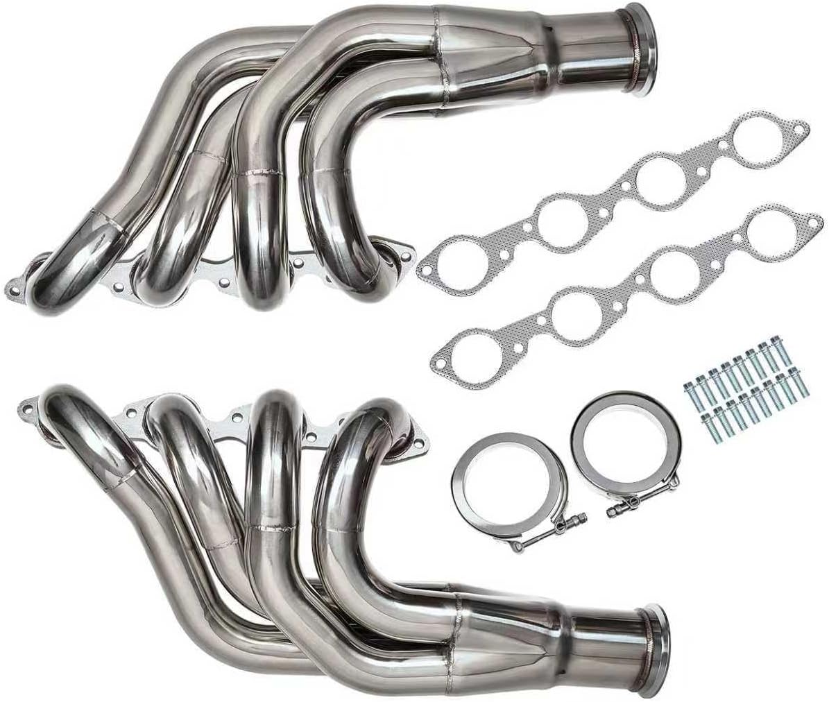 Stainless Steel BBC Turbo Headers Pair 2.25 Inch Primary 3.5 Inch V Band Outlet Forward Facing Up And Forward Compact Design For Big Block Chevy 396 427 454 502 572