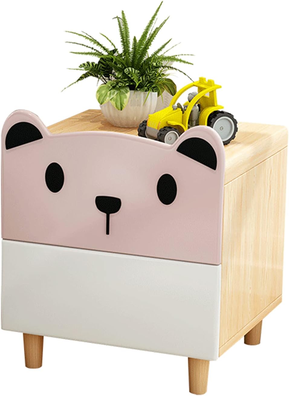 Children'sBedsideTableWood,ModernMinimalistNarrowNightstandForBedroom,BedsideCabinet2Drawer,SmallCartoonBearBedsideCabinetStorageCabinet40X35X51CM(Color:Pink) Needed